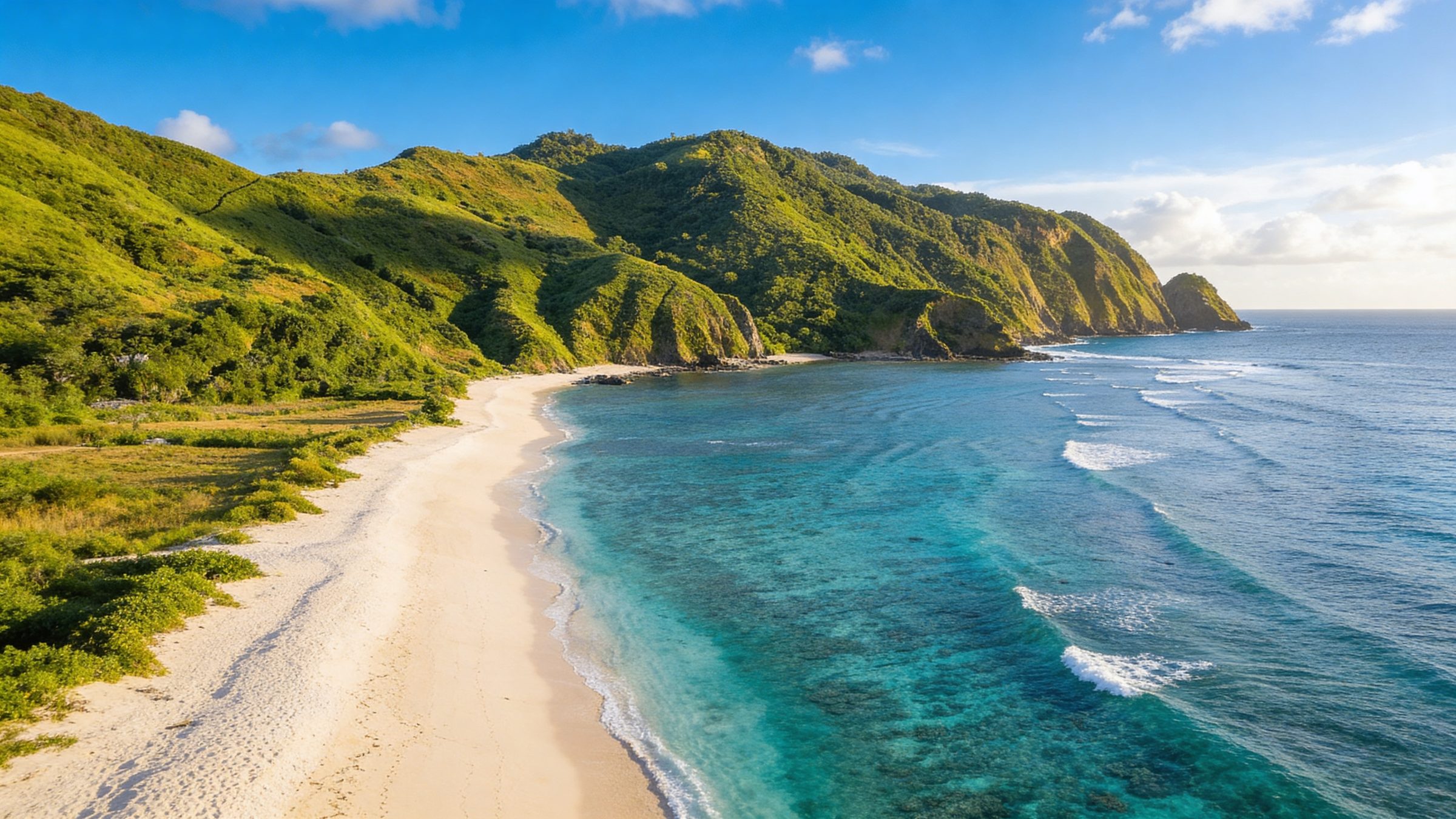 The south coast of Lombok, minutes from the Xamaras sites.