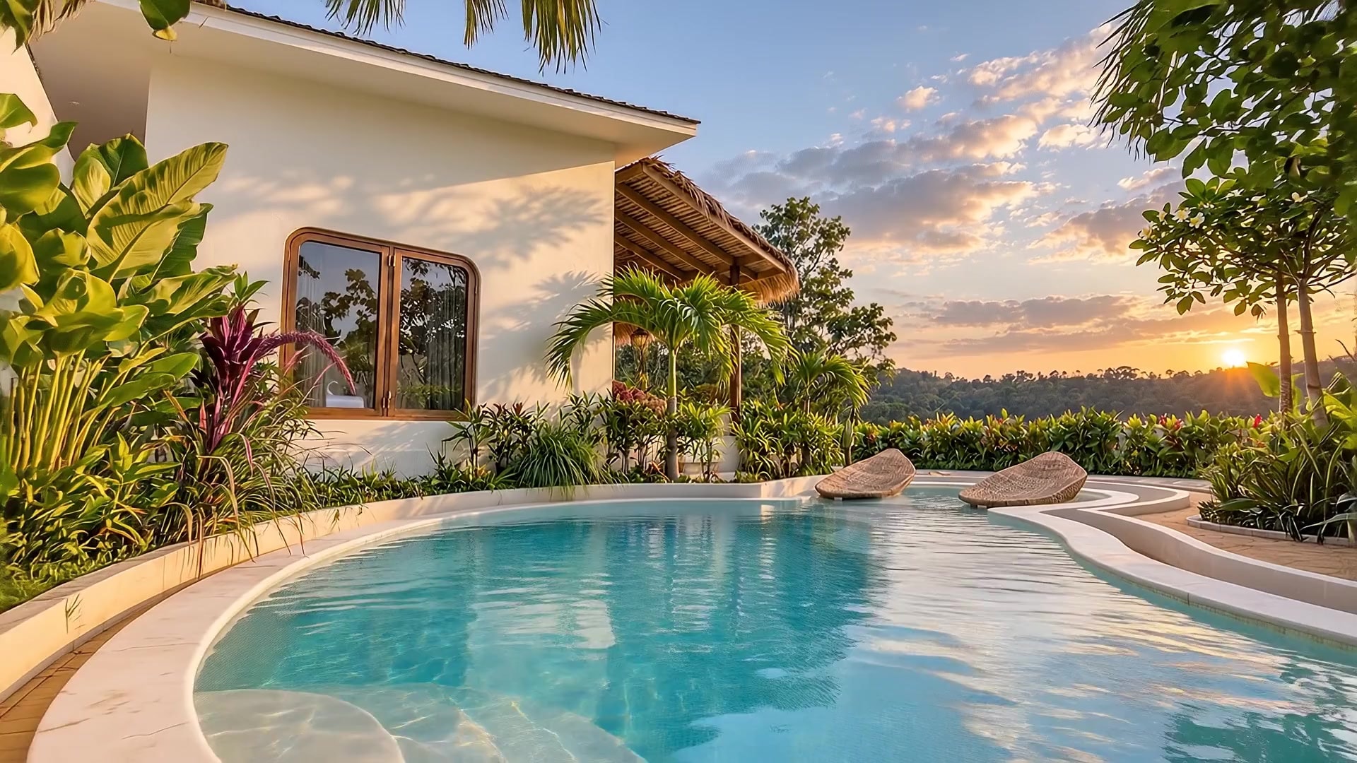 The private pool and garden at Xamaras Villa, Lombok