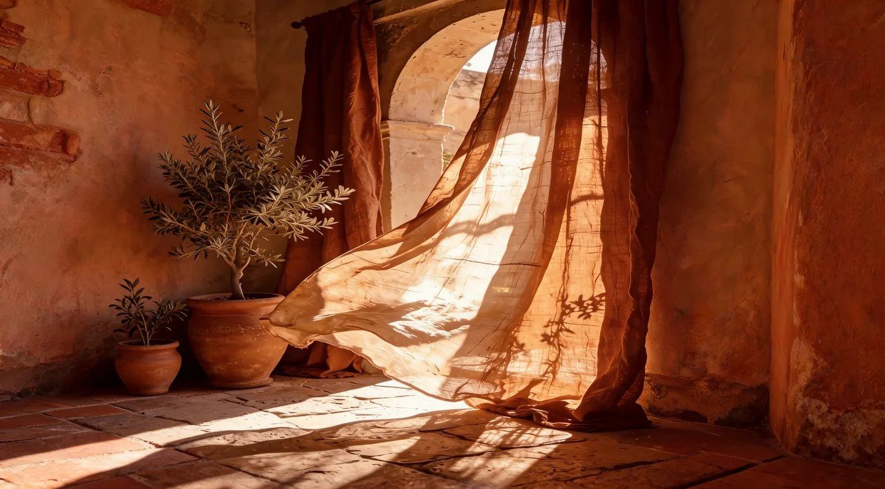 Light through linen curtains at Xamaras Wellness Retreat