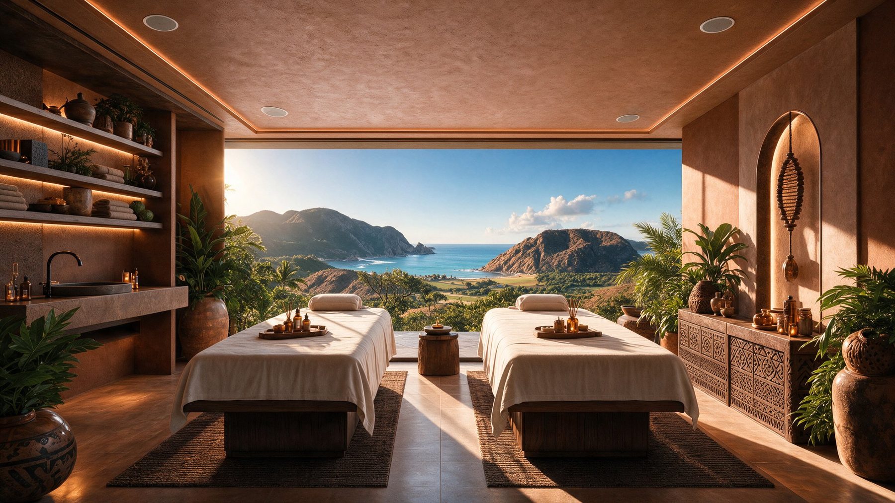 Treatment suites in the spa.